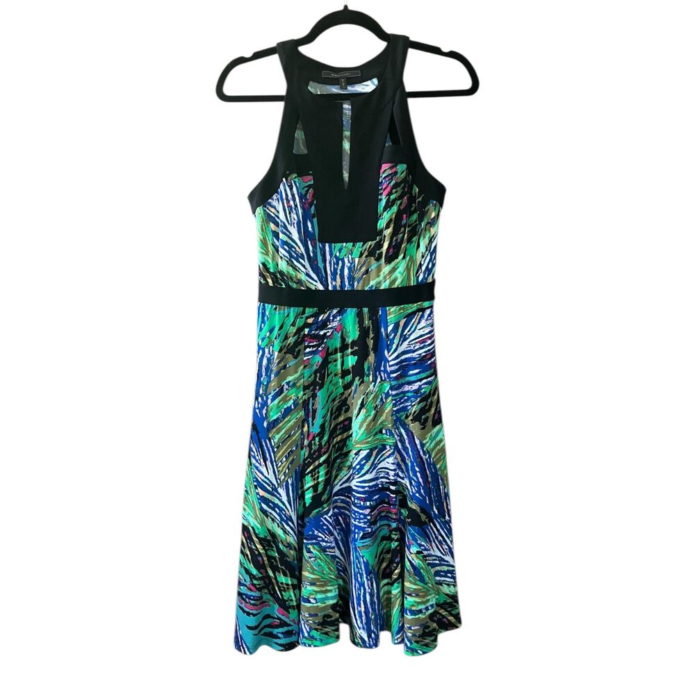 BCBGMaxAzria Lindy dress abstract print halter knee length dress - Picture 2 of 9